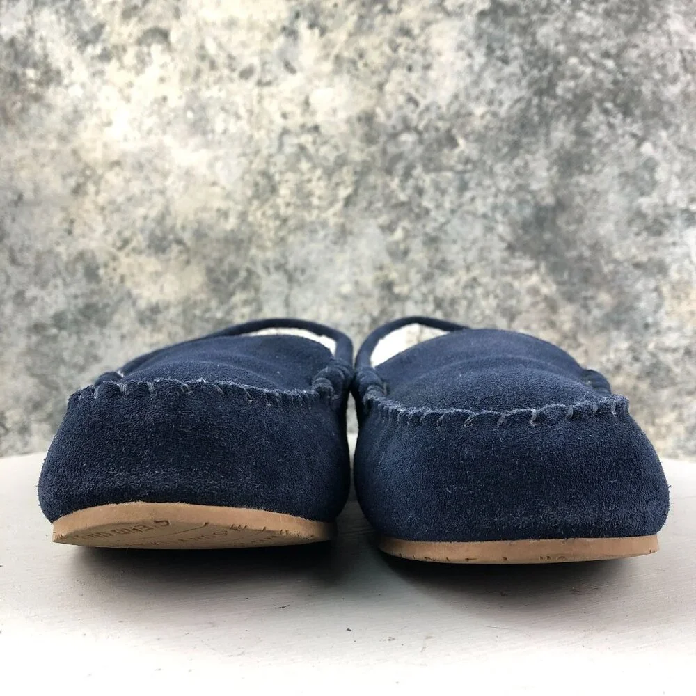 Lands' End Youth** Size 7M Dark Blue Suede Closed Toe Moccasin Slip On Slippers